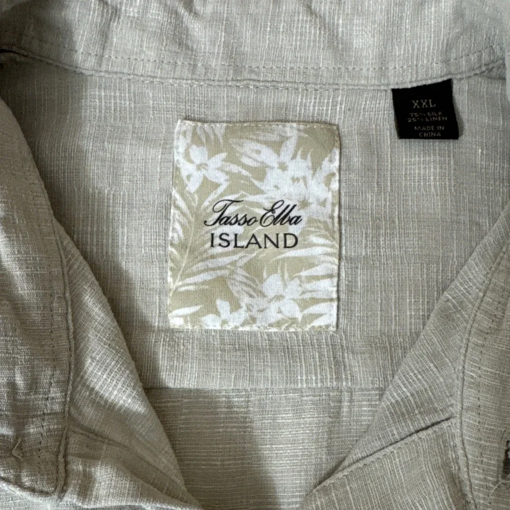 TASSO ELLA ISLAND Silk Linen Shirt Men's XXL Short Sleeve Buttondown Resort wear